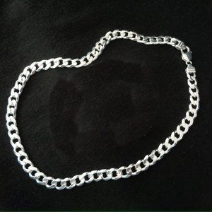 Solid THICK Heavy 9.3mm Curb Chain 24", 925 ITALY Sterling Silver Curb Chain